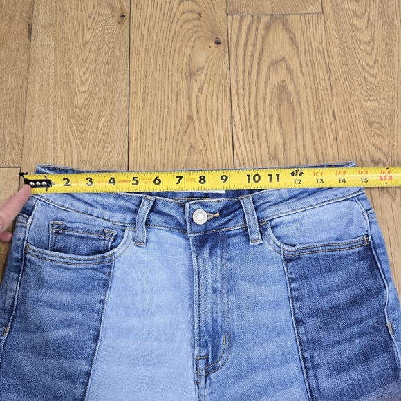 Vervet High Rise Bell Bottom Patchwork Blue Denim Jeans 28 - Picture 8 of 13